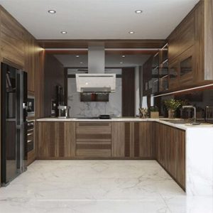 Tủ bếp Melamine Plywood màu óc chó
